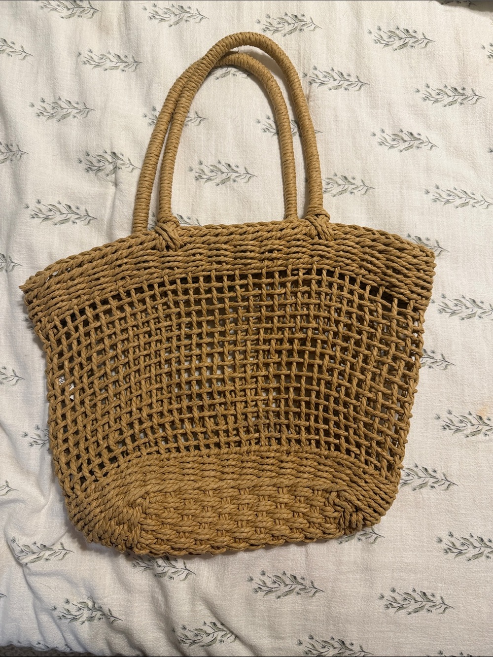 Woven Straw Tote Bag - Natural Tan